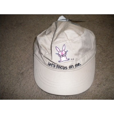 Happy Bunny khaki cotton painter's hat cap Let's Focus on Me embroidery NEW OSFM  eb-83565577